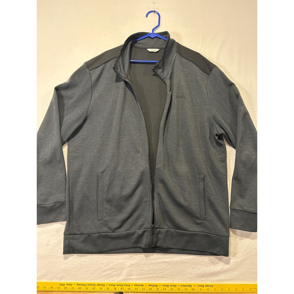 Calvin Klein Mens XXL Heather Gray Full Zip Track Jacket Mock Neck Contrast Trim